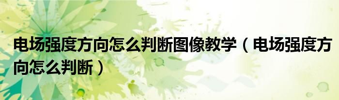 电场强度方向怎么判断图像教学（电场强度方向怎么判断）