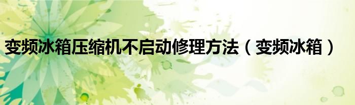 变频冰箱压缩机不启动修理方法（变频冰箱）