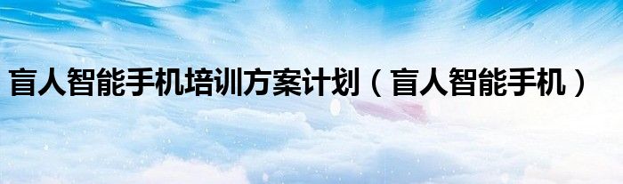 盲人智能手机培训方案计划（盲人智能手机）