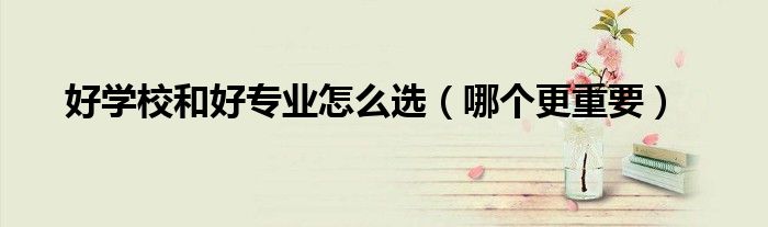 好学校和好专业怎么选（哪个更重要）