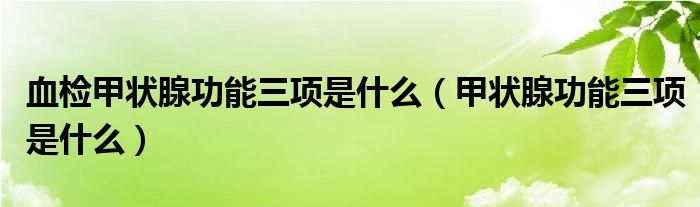 血检甲状腺功能三项是什么（甲状腺功能三项是什么）