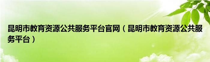 昆明市教育资源公共服务平台官网（昆明市教育资源公共服务平台）