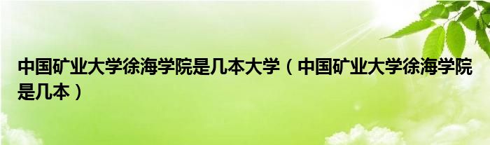 中国矿业大学徐海学院是几本大学（中国矿业大学徐海学院是几本）