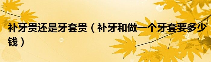 补牙贵还是牙套贵（补牙和做一个牙套要多少钱）