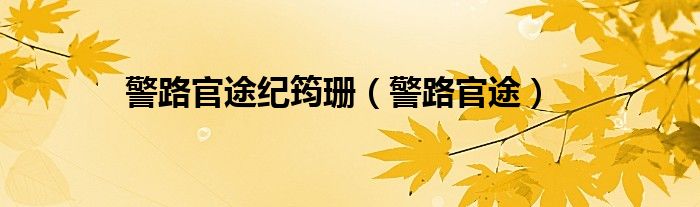 警路官途纪筠珊（警路官途）