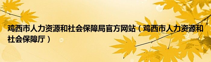 鸡西市人力资源和社会保障局官方网站（鸡西市人力资源和社会保障厅）