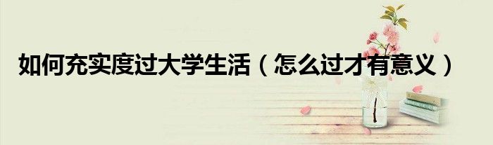 如何充实度过大学生活（怎么过才有意义）