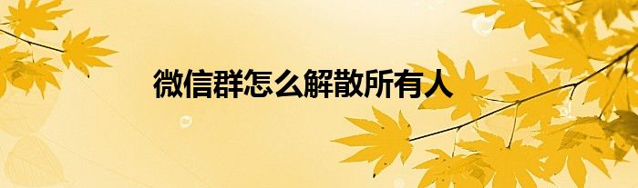 微信群怎么解散所有人