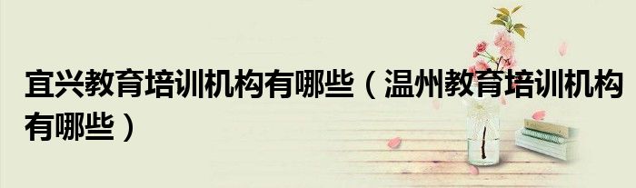 宜兴教育培训机构有哪些（温州教育培训机构有哪些）