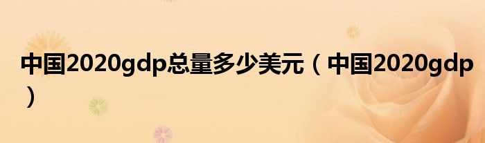 中国2020gdp总量多少美元（中国2020gdp）