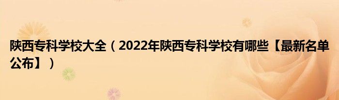 陕西专科学校大全（2022年陕西专科学校有哪些【最新名单公布】）