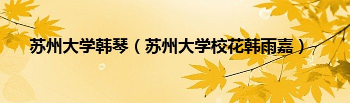 苏州大学韩琴（苏州大学校花韩雨嘉）