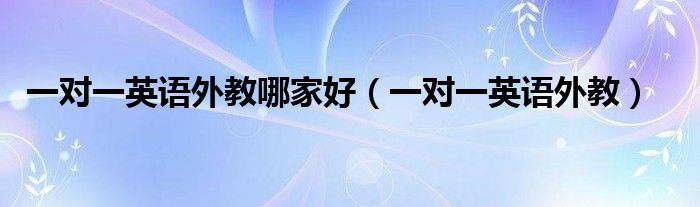 一对一英语外教哪家好（一对一英语外教）
