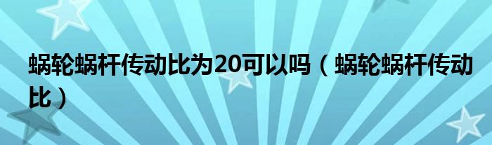 蜗轮蜗杆传动比为20可以吗（蜗轮蜗杆传动比）