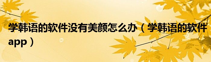 学韩语的软件没有美颜怎么办（学韩语的软件app）
