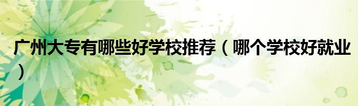 广州大专有哪些好学校推荐（哪个学校好就业）