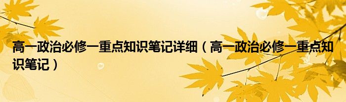 高一政治必修一重点知识笔记详细（高一政治必修一重点知识笔记）