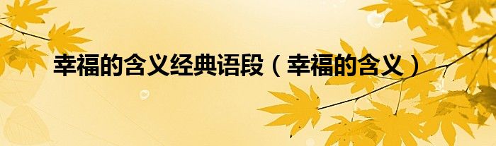 幸福的含义经典语段（幸福的含义）