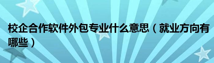 校企合作软件外包专业什么意思（就业方向有哪些）