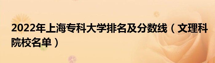 2022年上海专科大学排名及分数线（文理科院校名单）