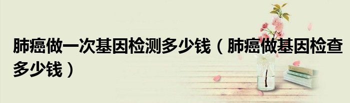 肺癌做一次基因检测多少钱（肺癌做基因检查多少钱）