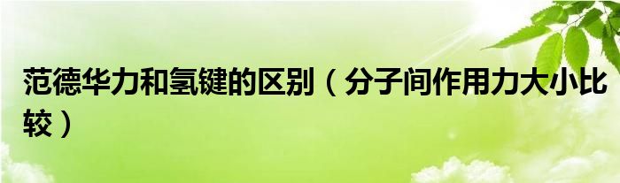 范德华力和氢键的区别（分子间作用力大小比较）