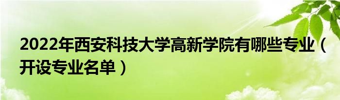 2022年西安科技大学高新学院有哪些专业（开设专业名单）
