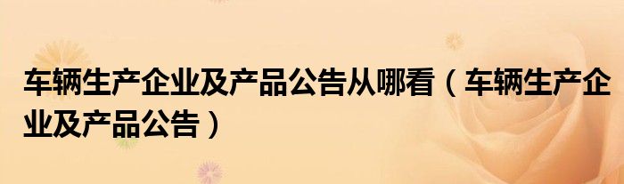 车辆生产企业及产品公告从哪看（车辆生产企业及产品公告）