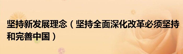 坚持新发展理念（坚持全面深化改革必须坚持和完善中国）