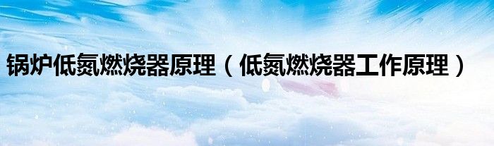 锅炉低氮燃烧器原理（低氮燃烧器工作原理）