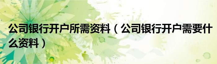 公司银行开户所需资料（公司银行开户需要什么资料）