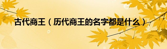 古代商王（历代商王的名字都是什么）