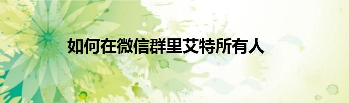 如何在微信群里艾特所有人