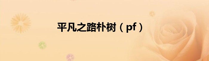 平凡之路朴树（pf）