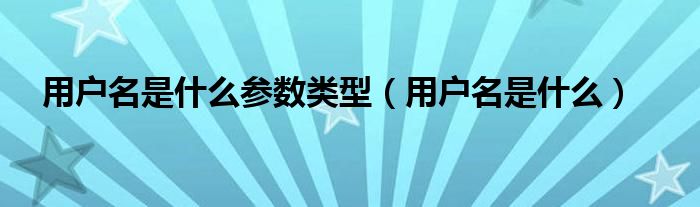 用户名是什么参数类型（用户名是什么）