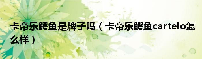 卡帝乐鳄鱼是牌子吗（卡帝乐鳄鱼cartelo怎么样）