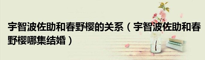 宇智波佐助和春野樱的关系（宇智波佐助和春野樱哪集结婚）