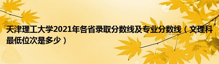 天津理工大学2021年各省录取分数线及专业分数线（文理科最低位次是多少）