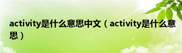 activity是什么意思中文（activity是什么意思）