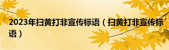 2023年扫黄打非宣传标语（扫黄打非宣传标语）