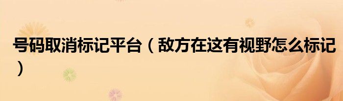 号码取消标记平台（敌方在这有视野怎么标记）