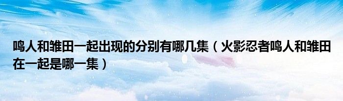 鸣人和雏田一起出现的分别有哪几集（火影忍者鸣人和雏田在一起是哪一集）