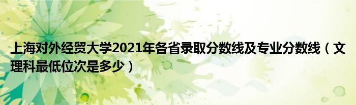 上海对外经贸大学2021年各省录取分数线及专业分数线（文理科最低位次是多少）