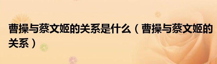 曹操与蔡文姬的关系是什么（曹操与蔡文姬的关系）