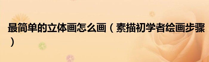 最简单的立体画怎么画（素描初学者绘画步骤）