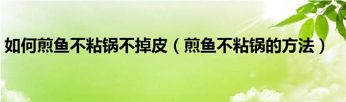 不粘锅煎鱼不掉方法