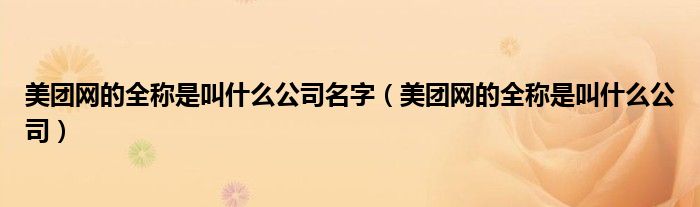 美团网的全称是叫什么公司名字（美团网的全称是叫什么公司）