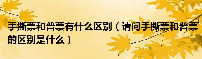 手撕票和普票有什么区别（请问手撕票和普票的区别是什么）