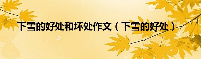 下雪的好处和坏处作文（下雪的好处）