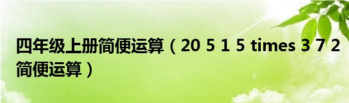 四年级上册简便运算（20 5 1 5 times 3 7 2简便运算）